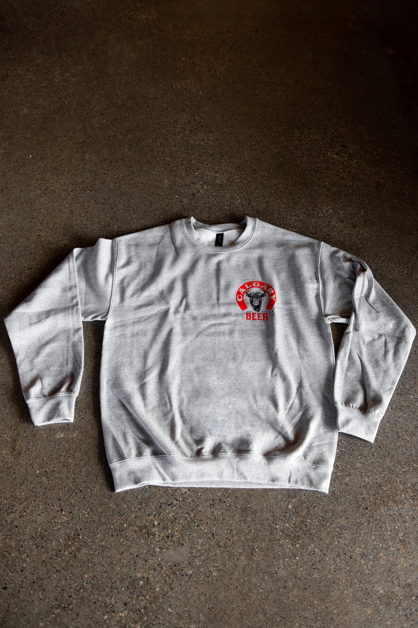 Grey Calgary Beer Crest Crewneck