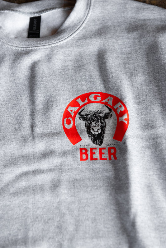 Grey Calgary Beer Crest Crewneck
